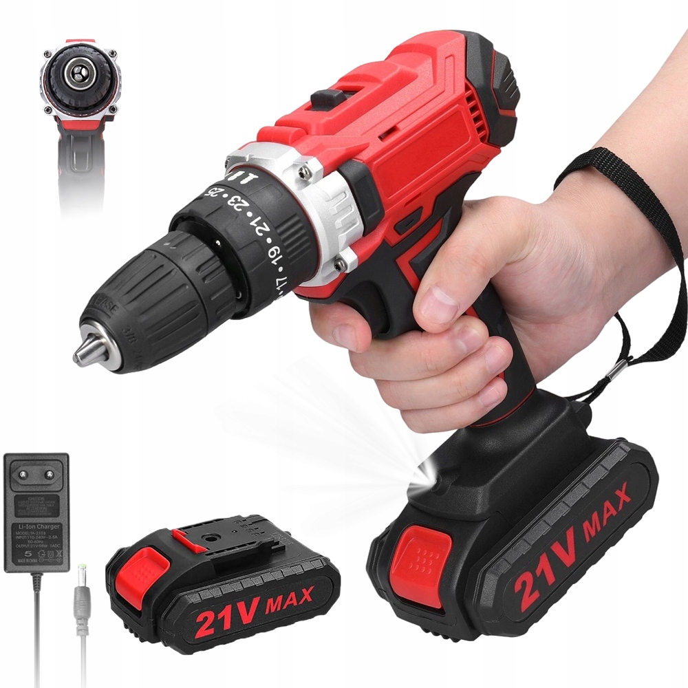 Akumulátorový Aku Vrtačka 21 V S Navíječem A Led Diou A Nábytkem