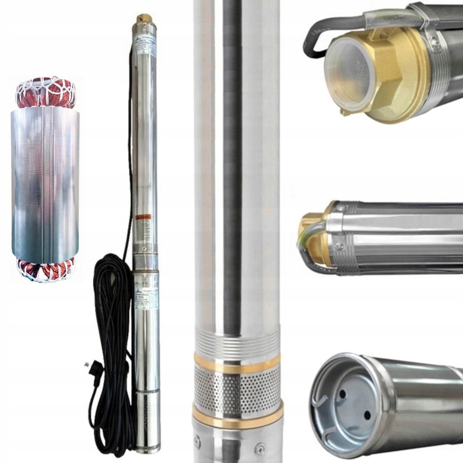 Pompa Głębinowa 3" model 16 Antypiaskowa Wielostopniowa 370 W 3000 l/h 20 m