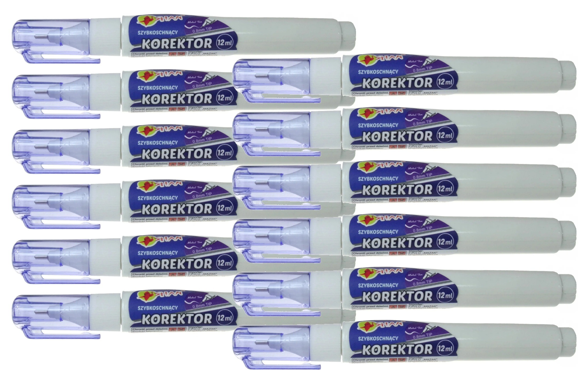

Korektor długopis z metalową końcówką 12ml 12szt
