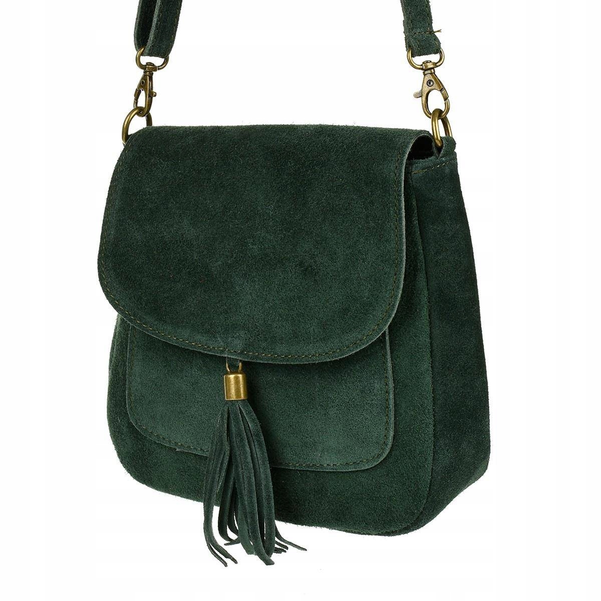 Piękna zielona skórzana listonoszka Vera Pelle Kolor zielony