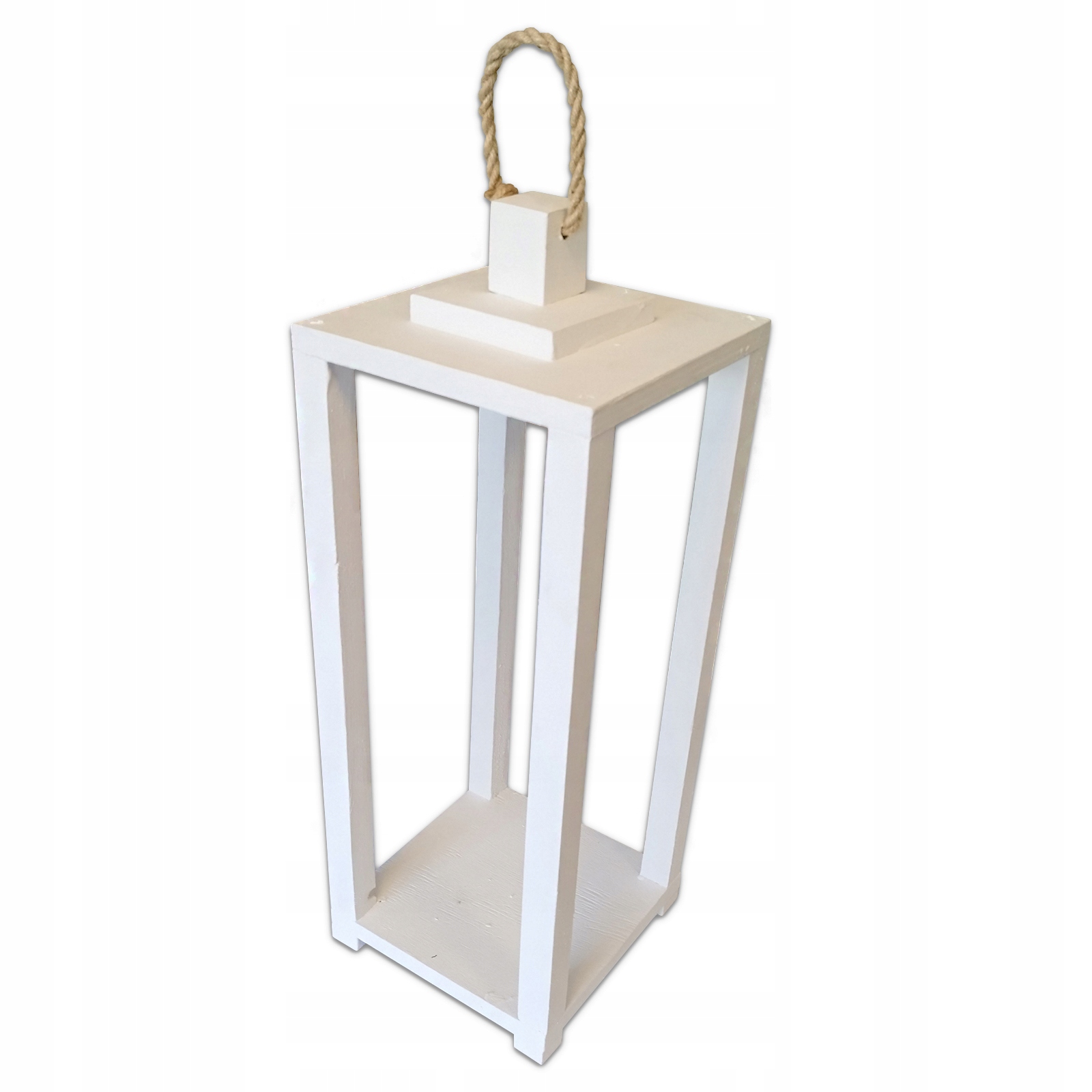 

Solidny Lampion Drewniany Biały Latarnia 55 CM