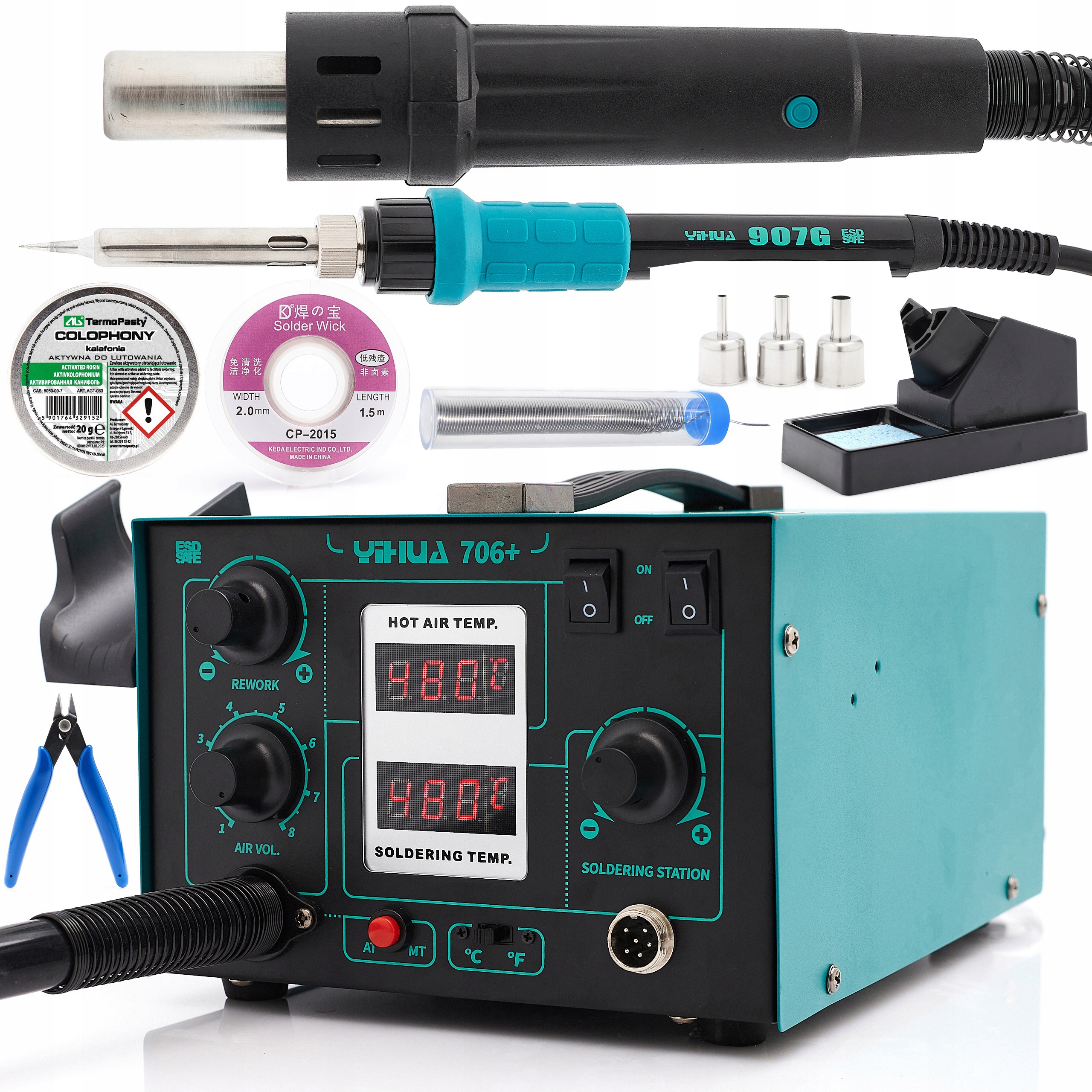 Svařovací Pájecí Stanice Yihua 706+ 640W Sada Příslušenství Kleště Cín