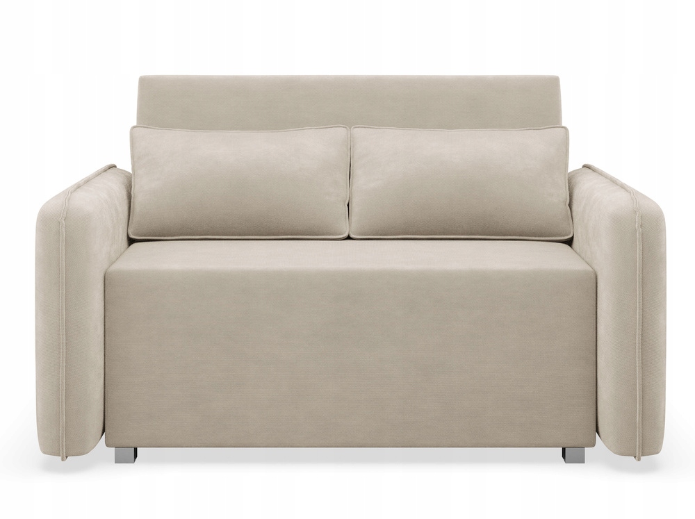 Rozkládací dvoumístná pohovka Duelia s úložným prostorem, béžová žinylka