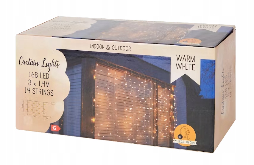 

Kurtyna Świetlna Zasłona Oświetlenie 3M 168 Led