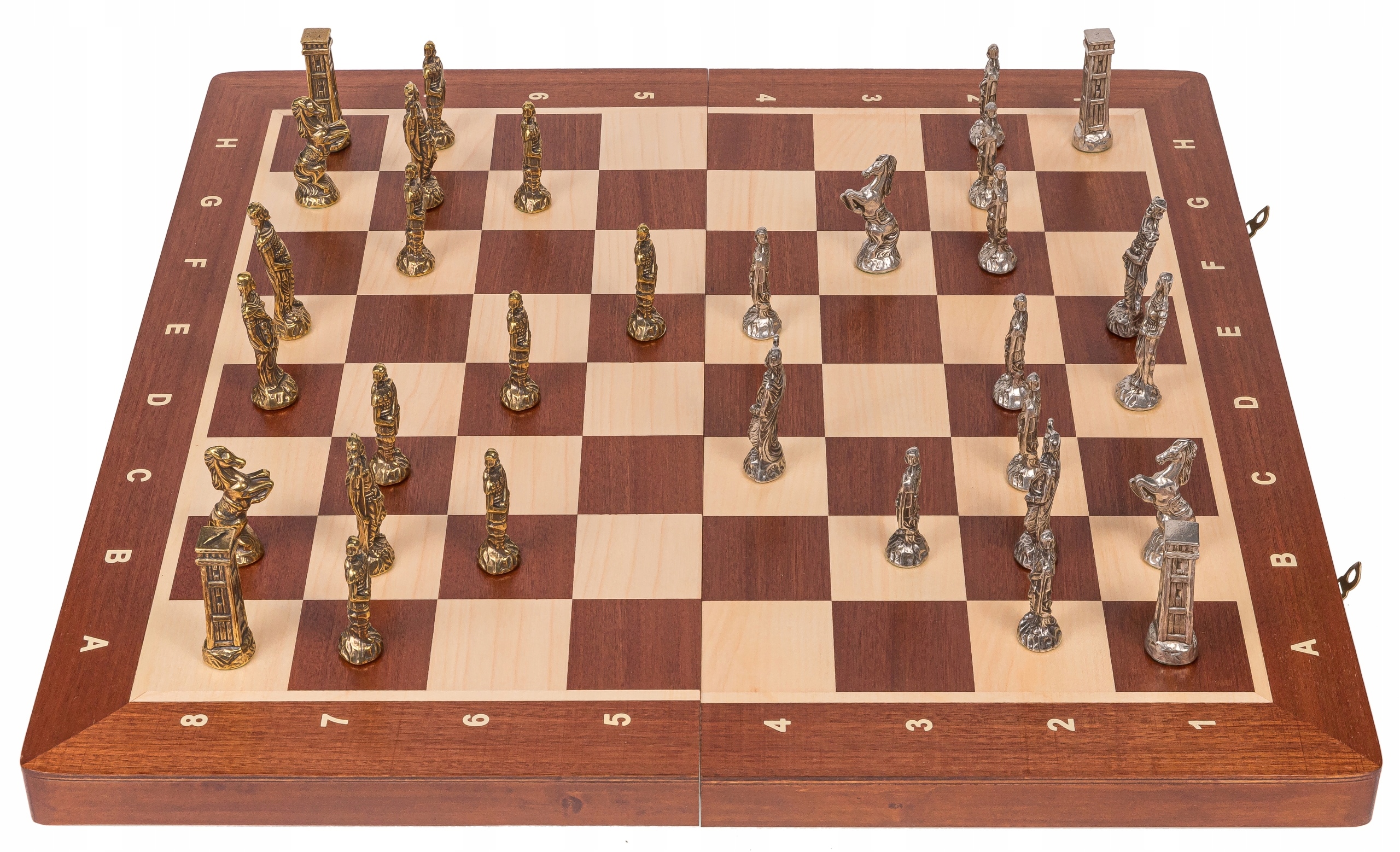 Square Szachy Angielskie Mahoń Figury Metalowe