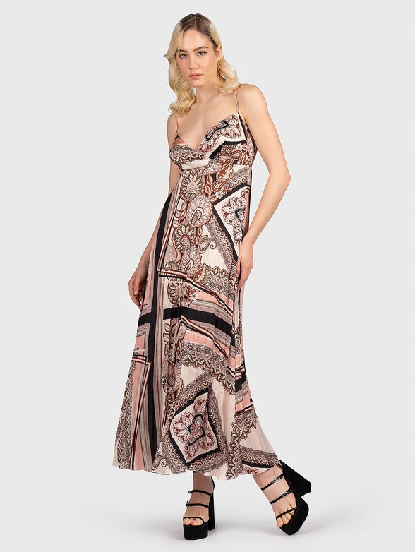 Liu Jo Saténová Plisovaná Šaty S Vzorem (38)