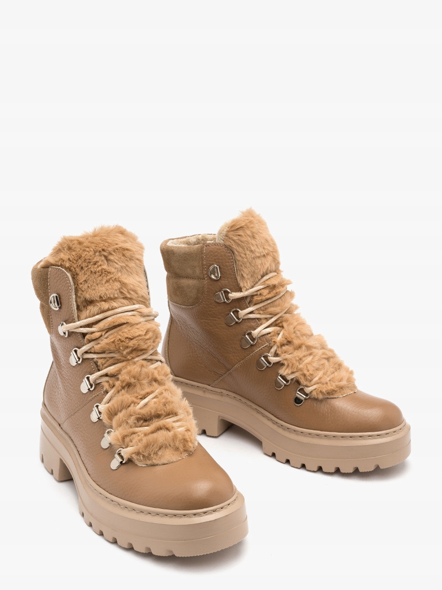 Trzewiki damskie skórzane licowe RYŁKO śniegowce ocieplane ciepłne wysokie Stan opakowania oryginalne