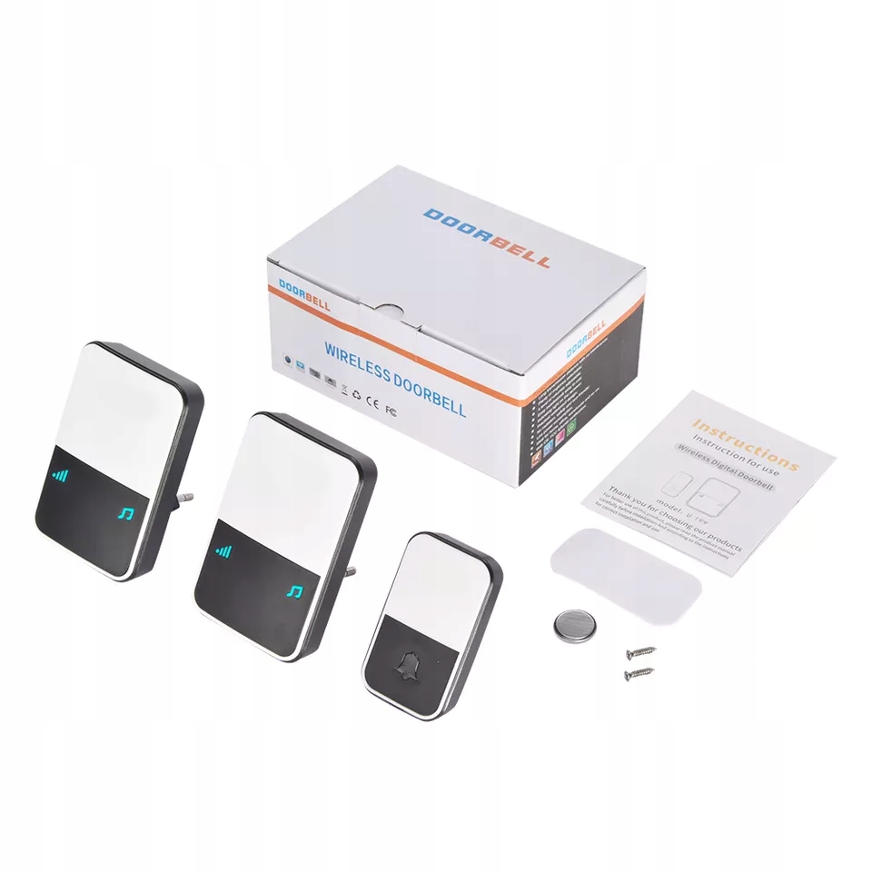 Dzwonek bezprzewodowy do drzwi + 2xOdbiornik 300m Głośność 110 dB