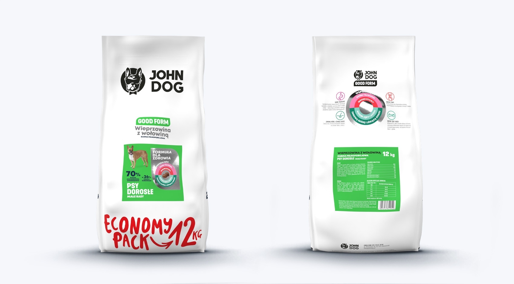 Levně Krmivo suché pro psy John Dog vepřové maso bez obilovin, hypoalergenní, 12