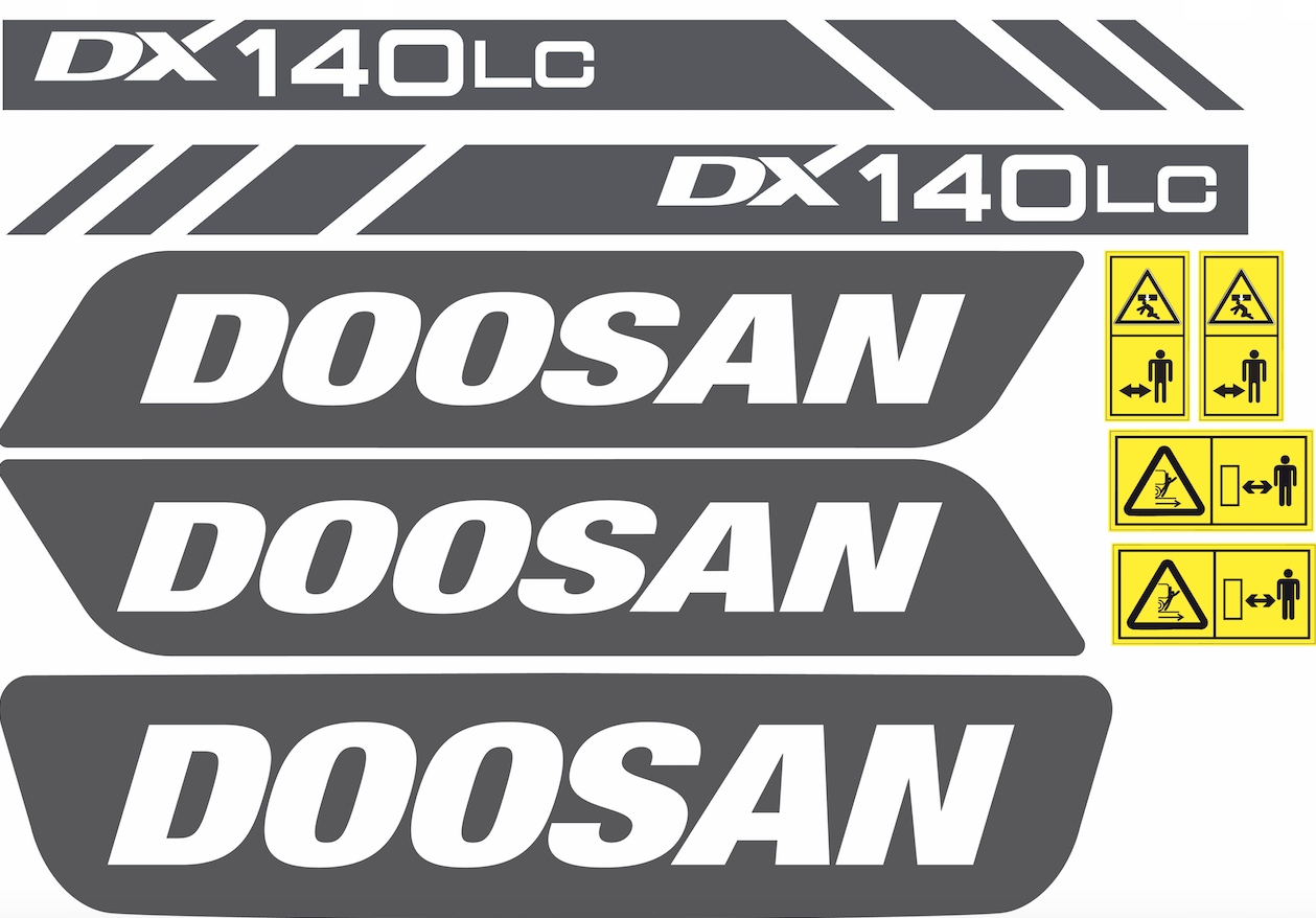 nálepka, logo na kapotě bagr Doosan DX 140LC