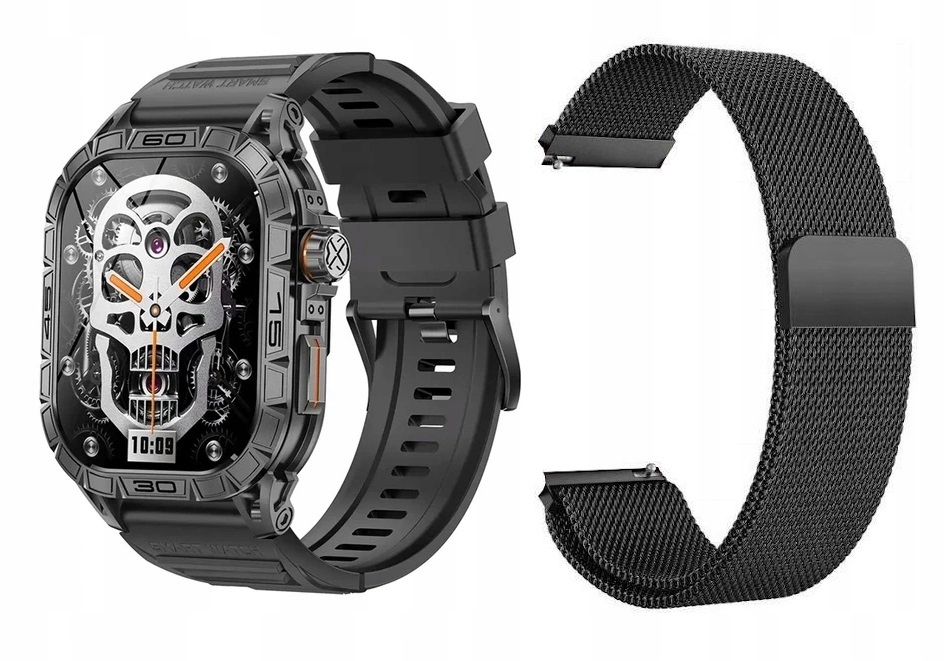 Chytré Hodinky pánský S Náramkem Vodotěsné Hodinky Kompas GlacierX měření pulsu Černý