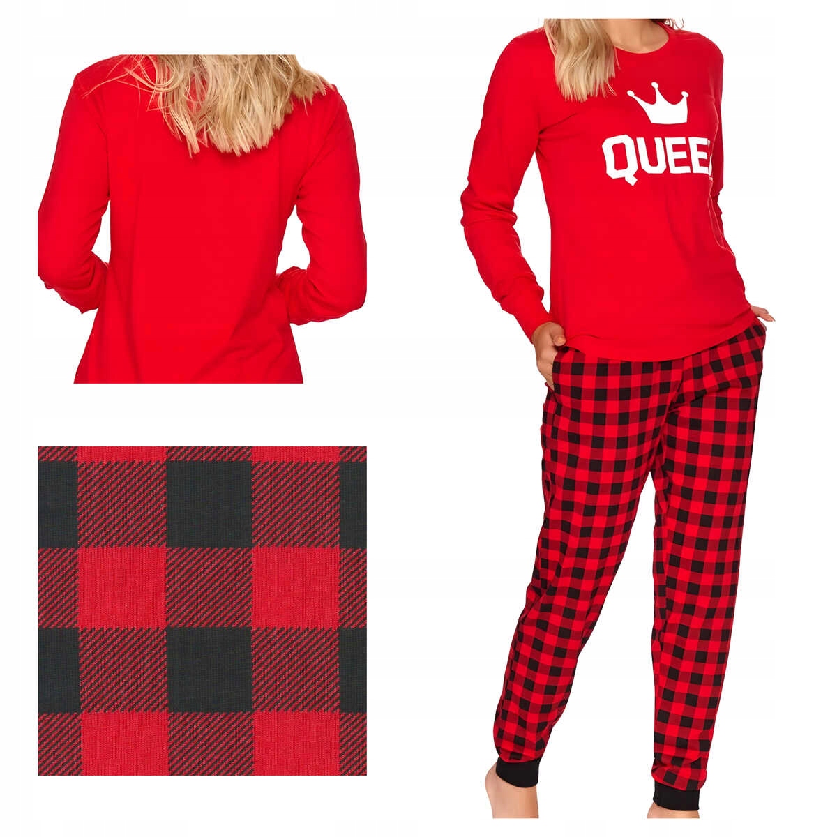 Doctor Nap Dámské bavlněné pyžamo s dlouhým rukávem Pm 9748 červené L