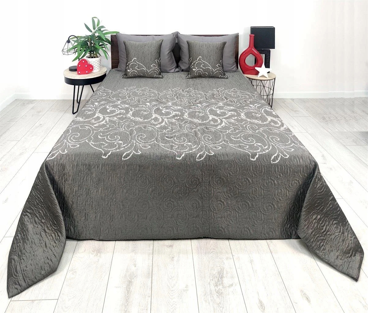 Prehoz na posteľ, pohovku, pohovku 250x250, reliéfna šedá oceľová elegantná
