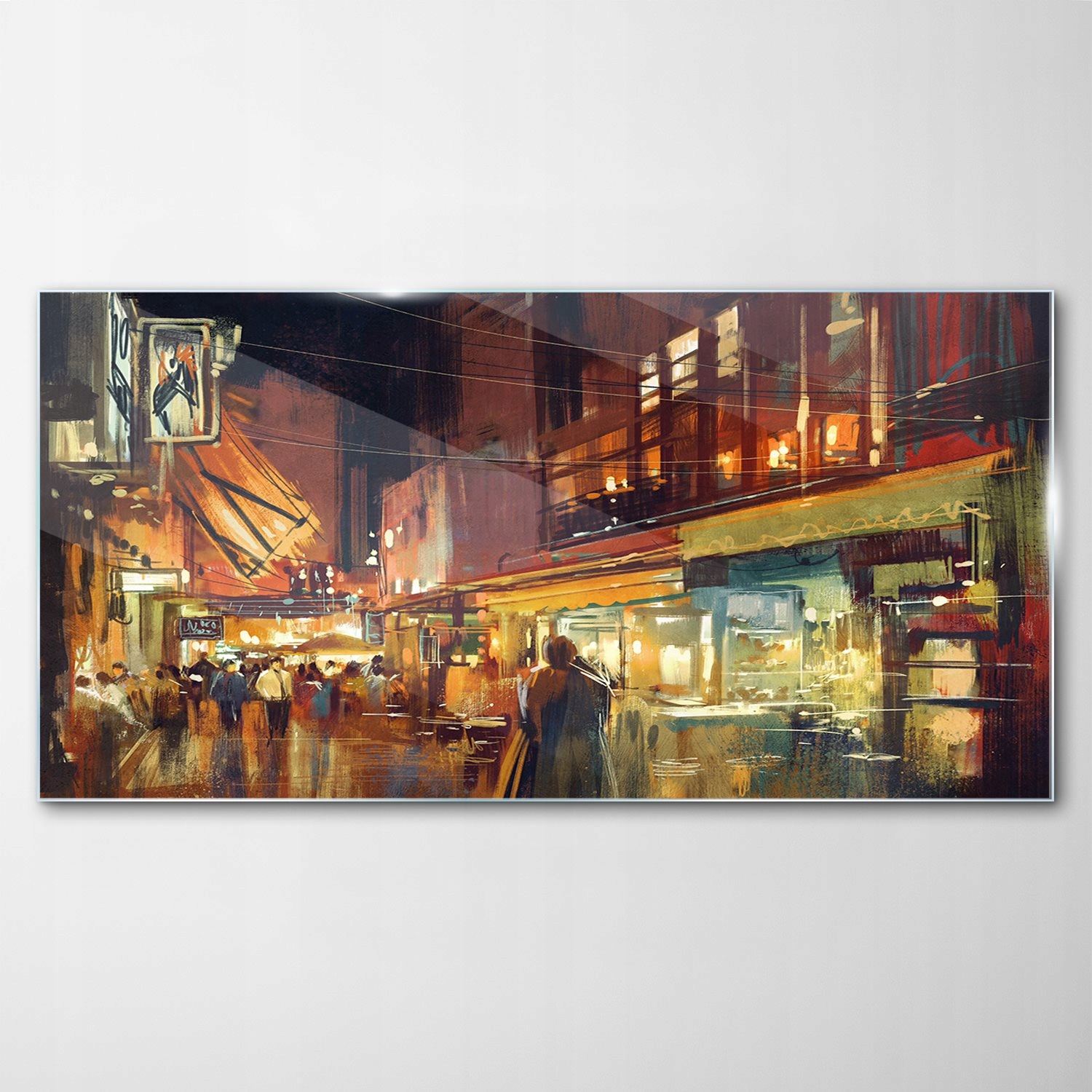 Obraz Sklenená dekorácia Obchody Ľudia Umenie 140x70