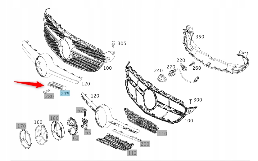 ZNACZEK AMG NAPIS W205 GRILL MERCEDES C KLASA AMG A2058175501 Marka Mercedes-Benz