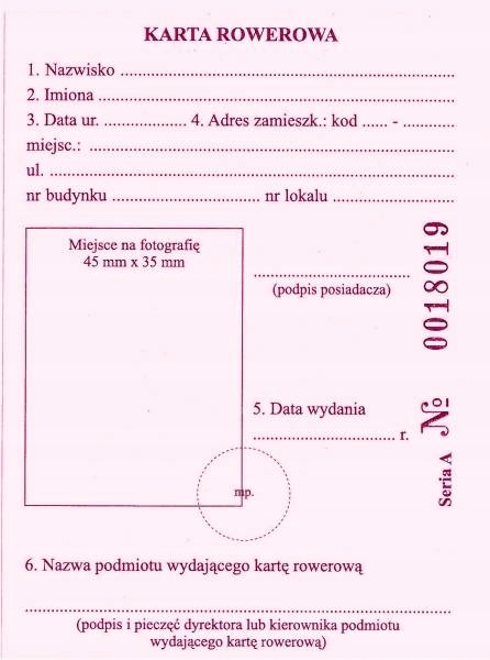 

Karta rowerowa dla uczniów 10 Szt