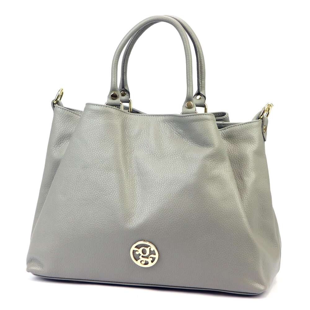 Kožená kabelka Shopperbag Gregorio 1743 Popel A4 s páskem