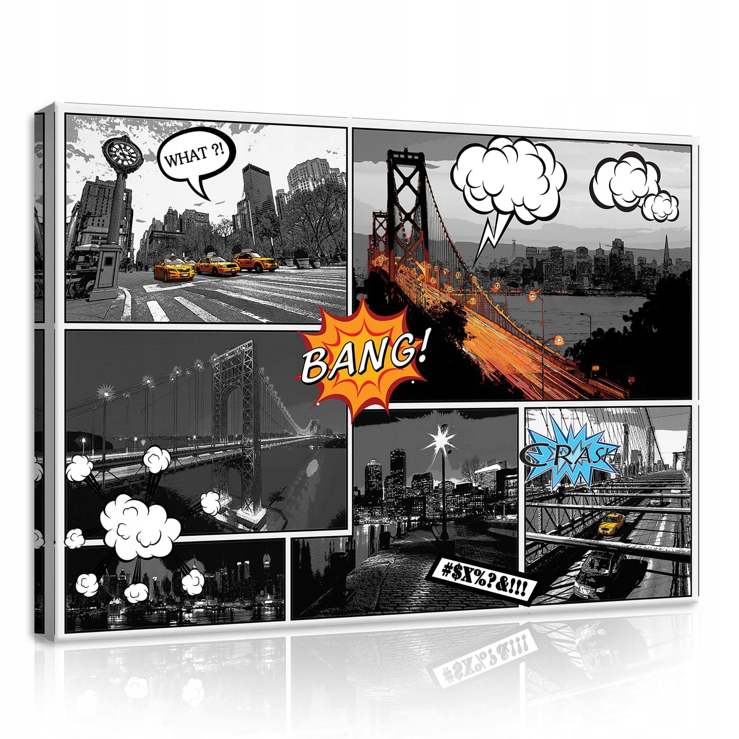 Obraz 70x50 New York v komiksu Most a taxíky Černobílé ulice města
