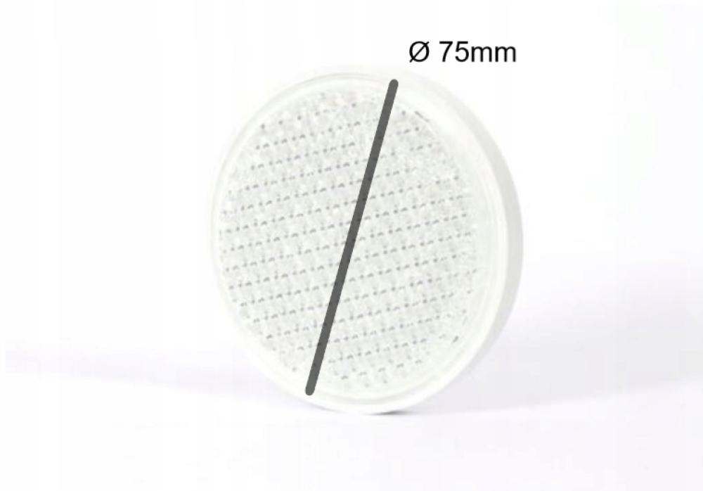 Odblask biały okrągły fi75 ze śrubą światło Producent części WAŚ