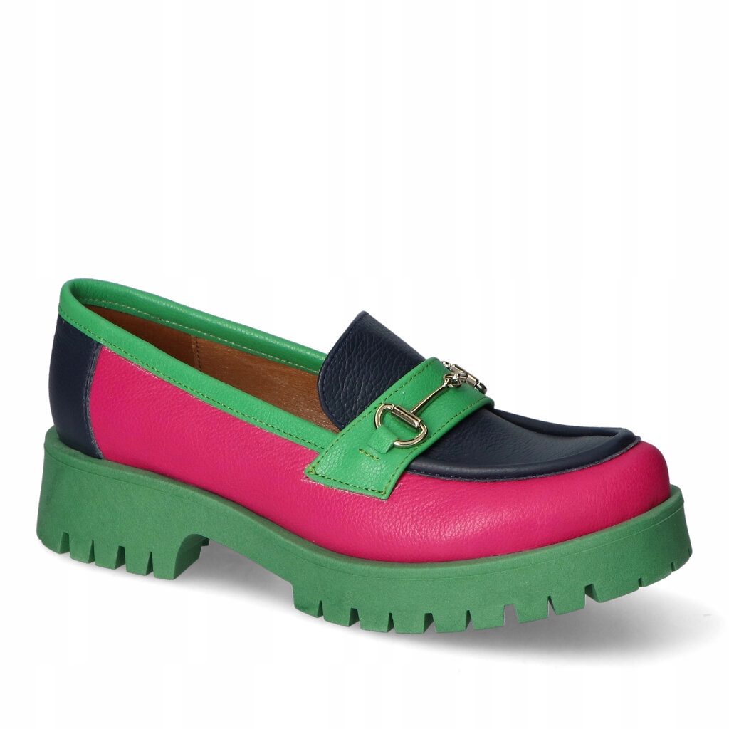 Dámské mokasíny Lewski Zelené/Fuksja/Námořnická Modrá Lico Kožené 41