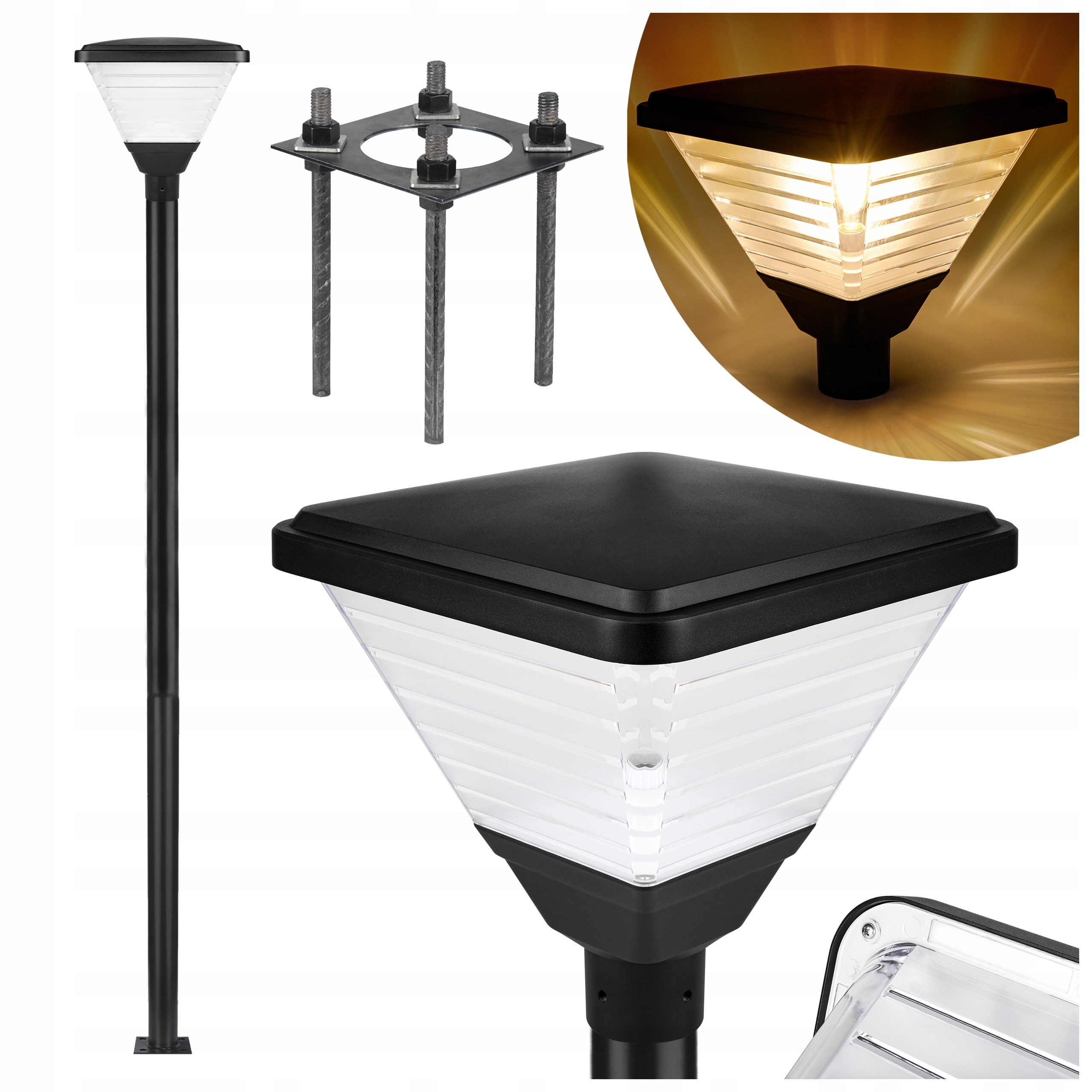 Osvětlovací sloup 3 m 4 m 5 m Pouliční lampa Parková lampa E27 76 mm 15 x 15 cm