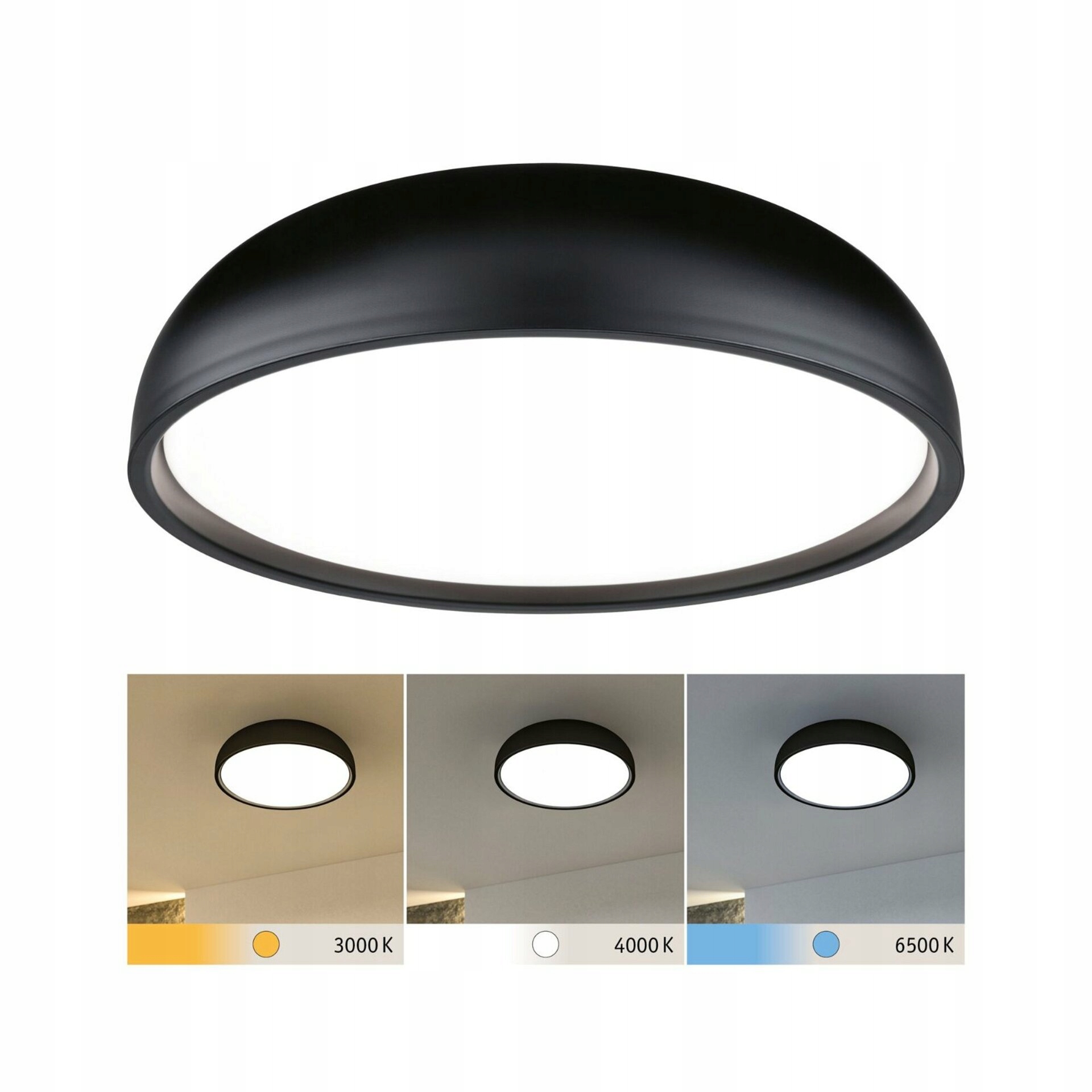 Stropné Led svietidlo Paulmann Oka 24W, Cct, IP44, čierna mat, kúpeľňové