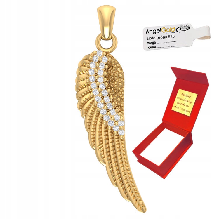 Zlatý Přívěsek Křídlo Se Zirkony Ryzost 585
