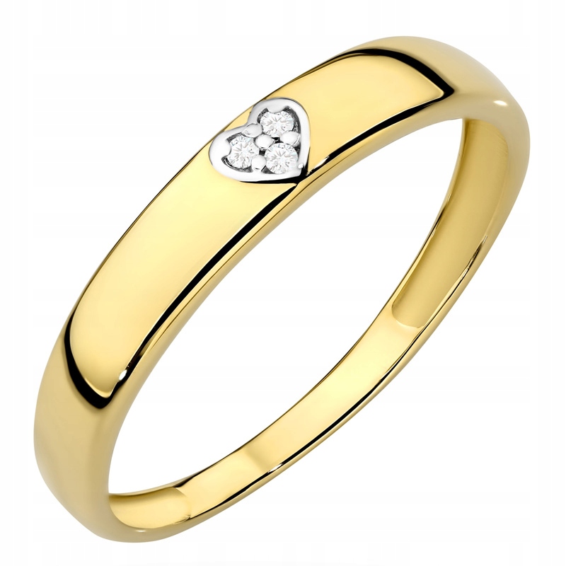 Złoty Pierścionek Obrączka pr. 333 z Cyrkoniami w Sercu Serduszku 8k r.18