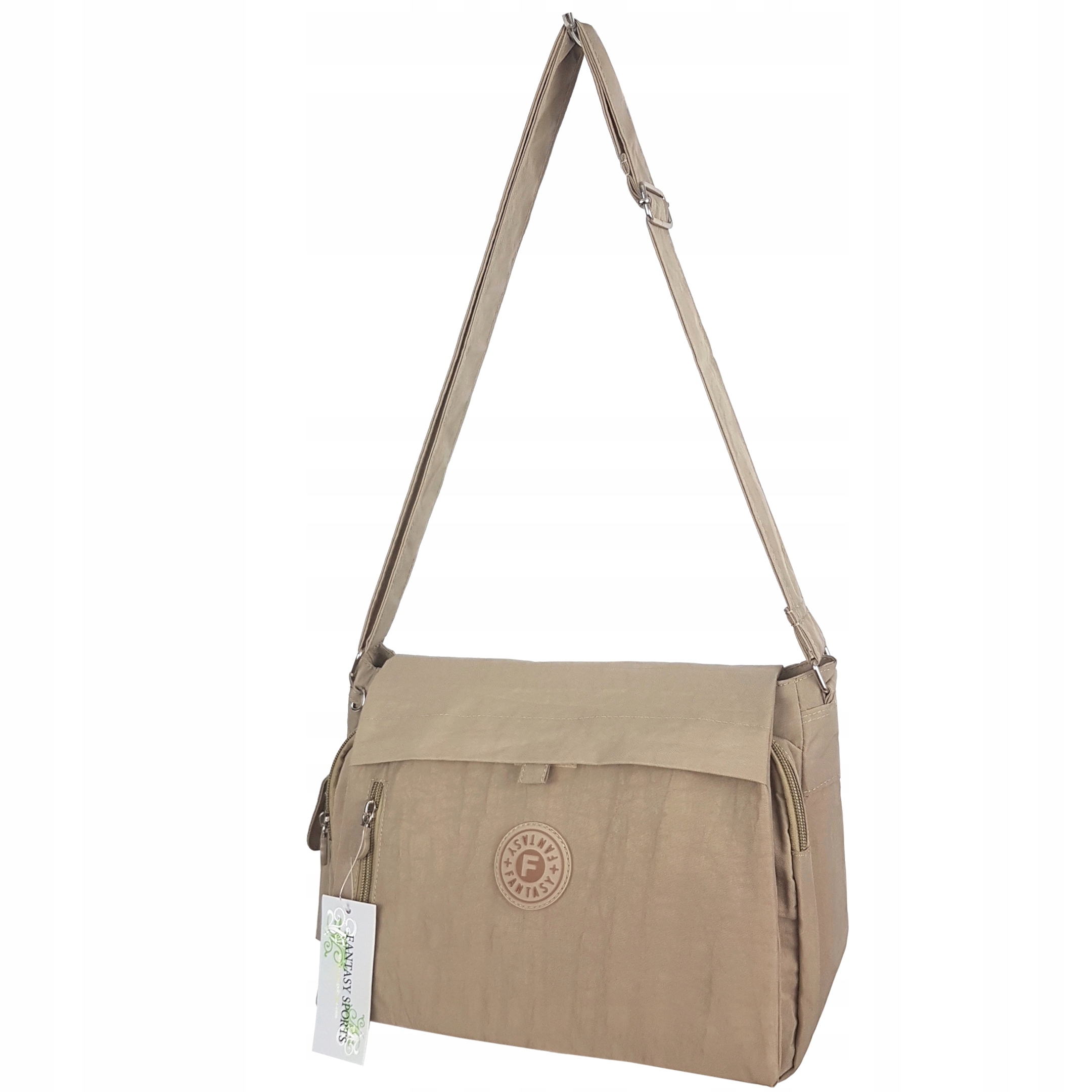 Torebka Damska Materiałowa Listonoszka Beż Fantasy Kolor beżowy