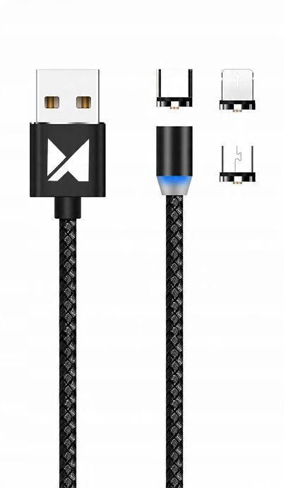 

Kabel Usb Magnetyczny 3w1 z wymiennymi końcówkami