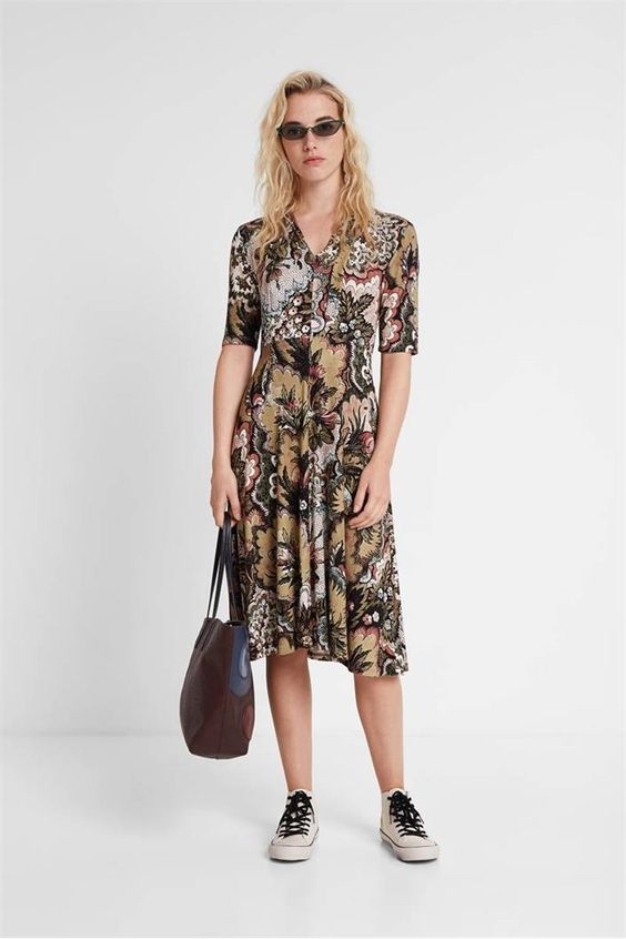 DESIGUAL sukienka midi ARLENE by LACROIX XS/S Długość midi