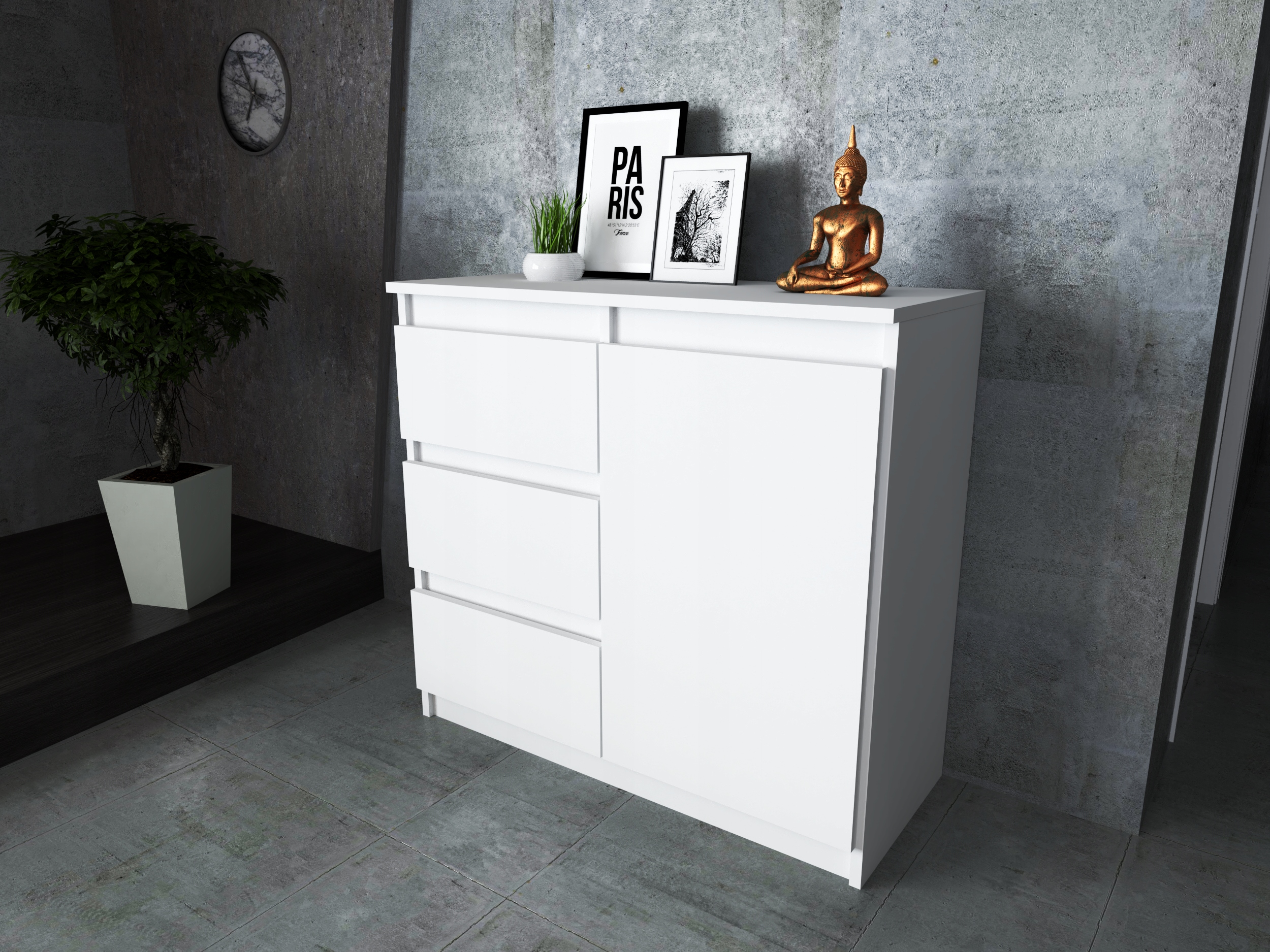 Komoda AGA 80CM BIAŁA Nowoczesna Pojemna Szafka 3 Szuflady MIX KOLORÓW EAN (GTIN) 5906301892656