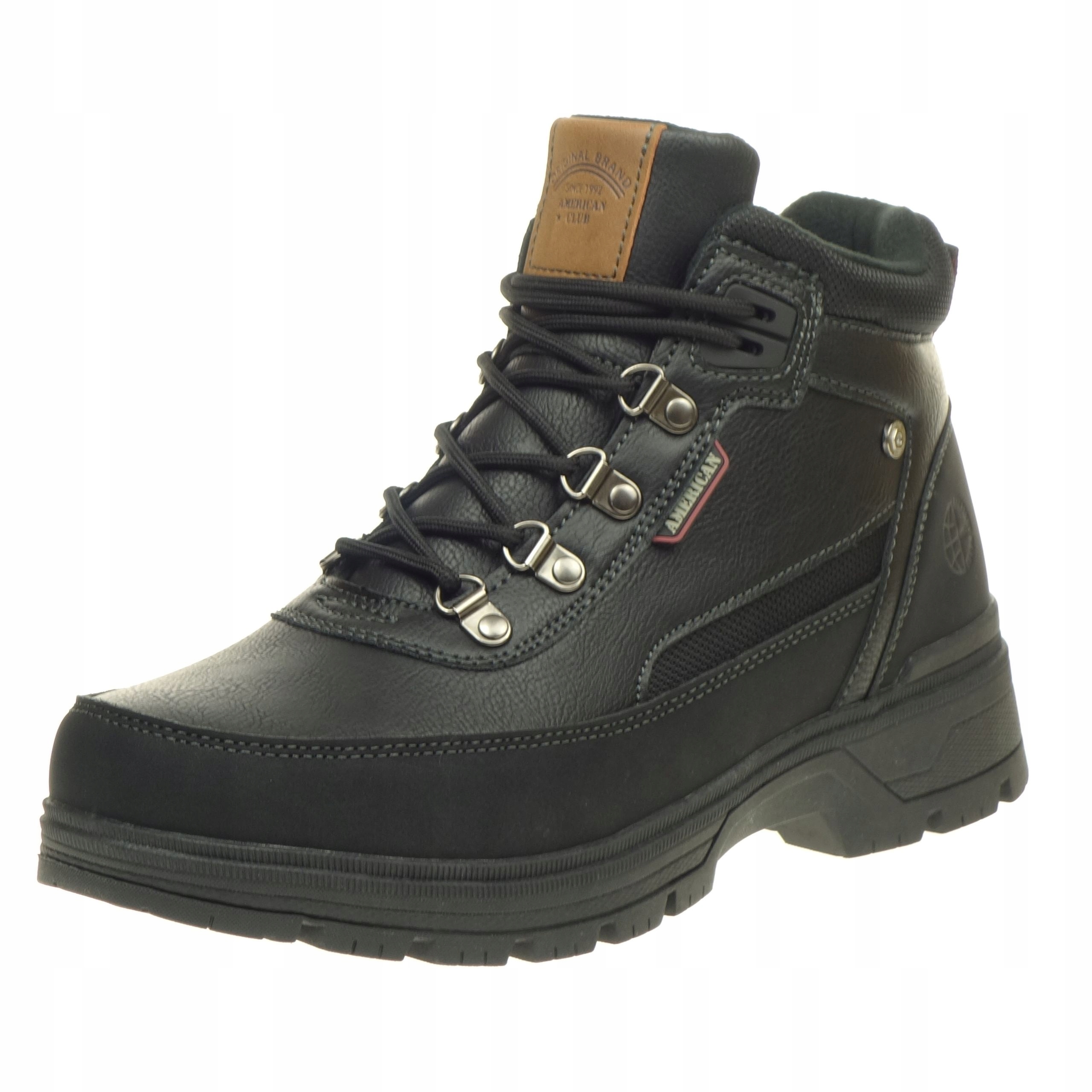 Pánské zimní boty American Club šněrovací, trekové, černé, velikost 46