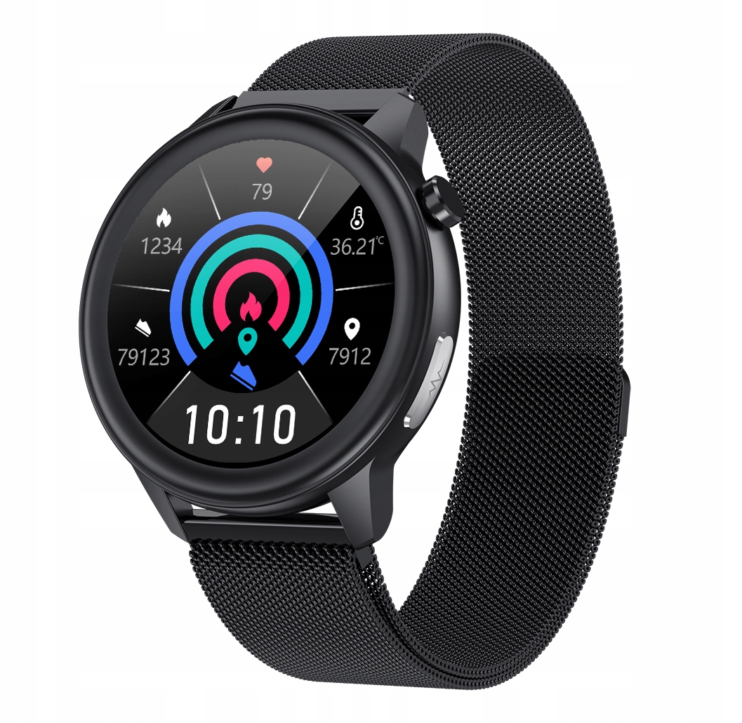 ZEGAREK SMARTWATCH DLA SENIORA EKG PULS CIŚNIENIE Kształt koperty okrągła