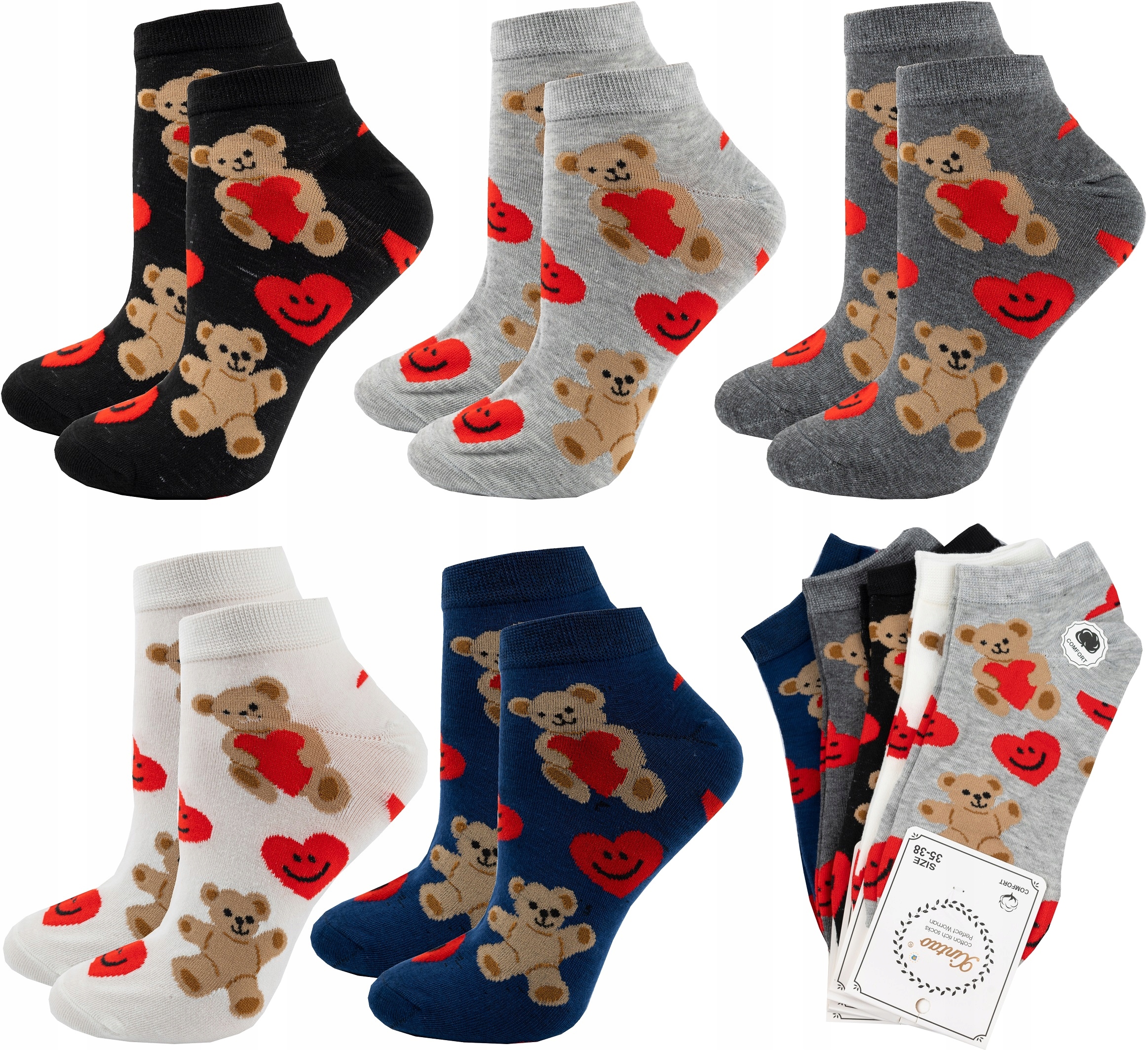 

Stopki Damskie Bawełna MIX Śmieszne 5 Par