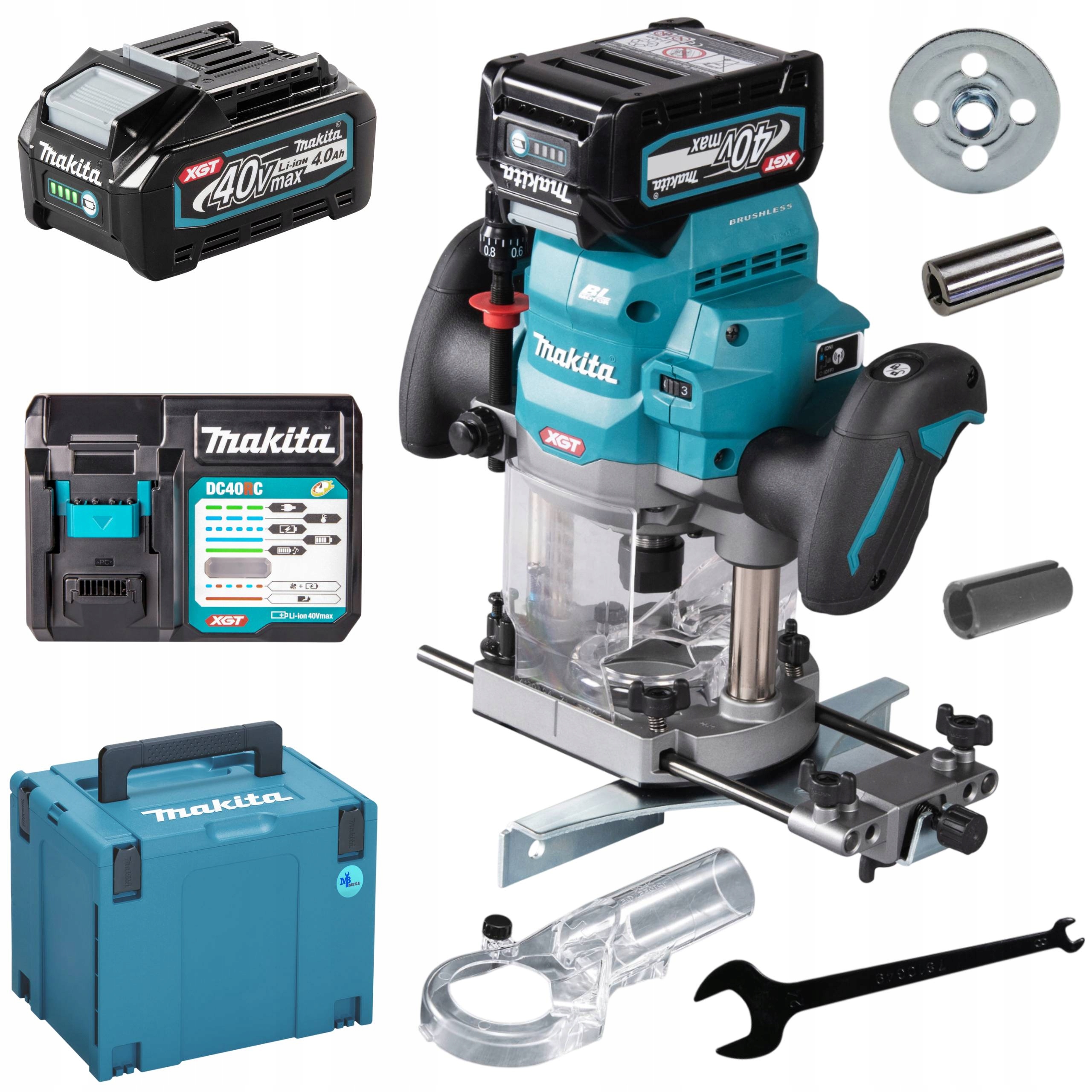 Makita Frezarka górnowrzecionowa 40V Xgt 2x Akumulator 4,0Ah Akumulatorowa