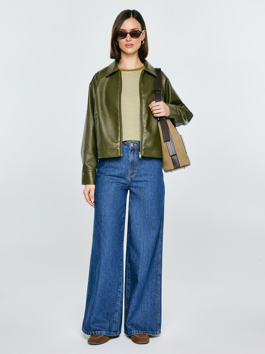 Big Star Dámská bunda z ekologické kůže zelená Mackenzie 301 L