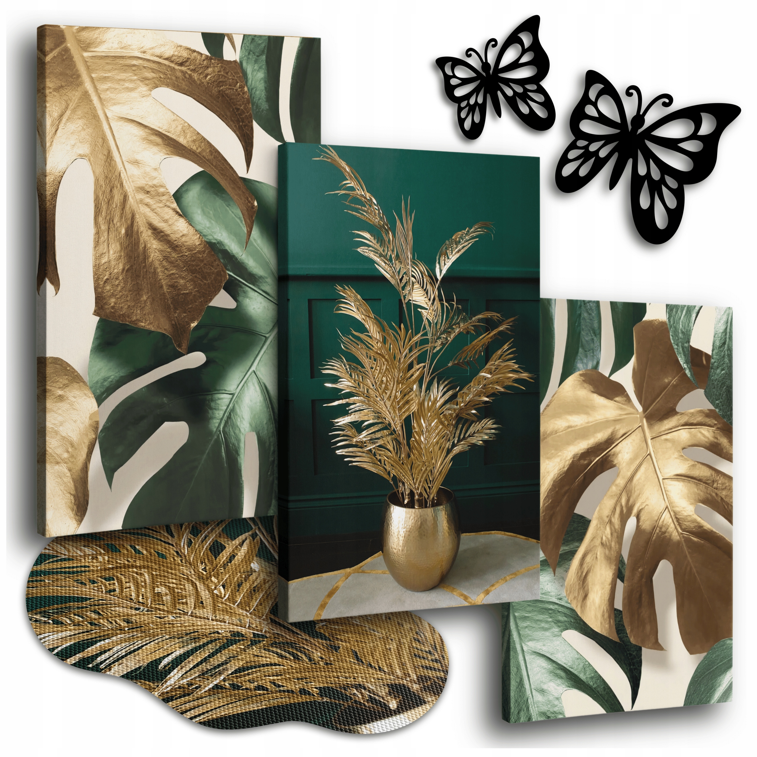 Obraz Na Plátně Monstera 150x70 cm Obrazy Do Obývacího Pokoje Zlaté Listy Monstera