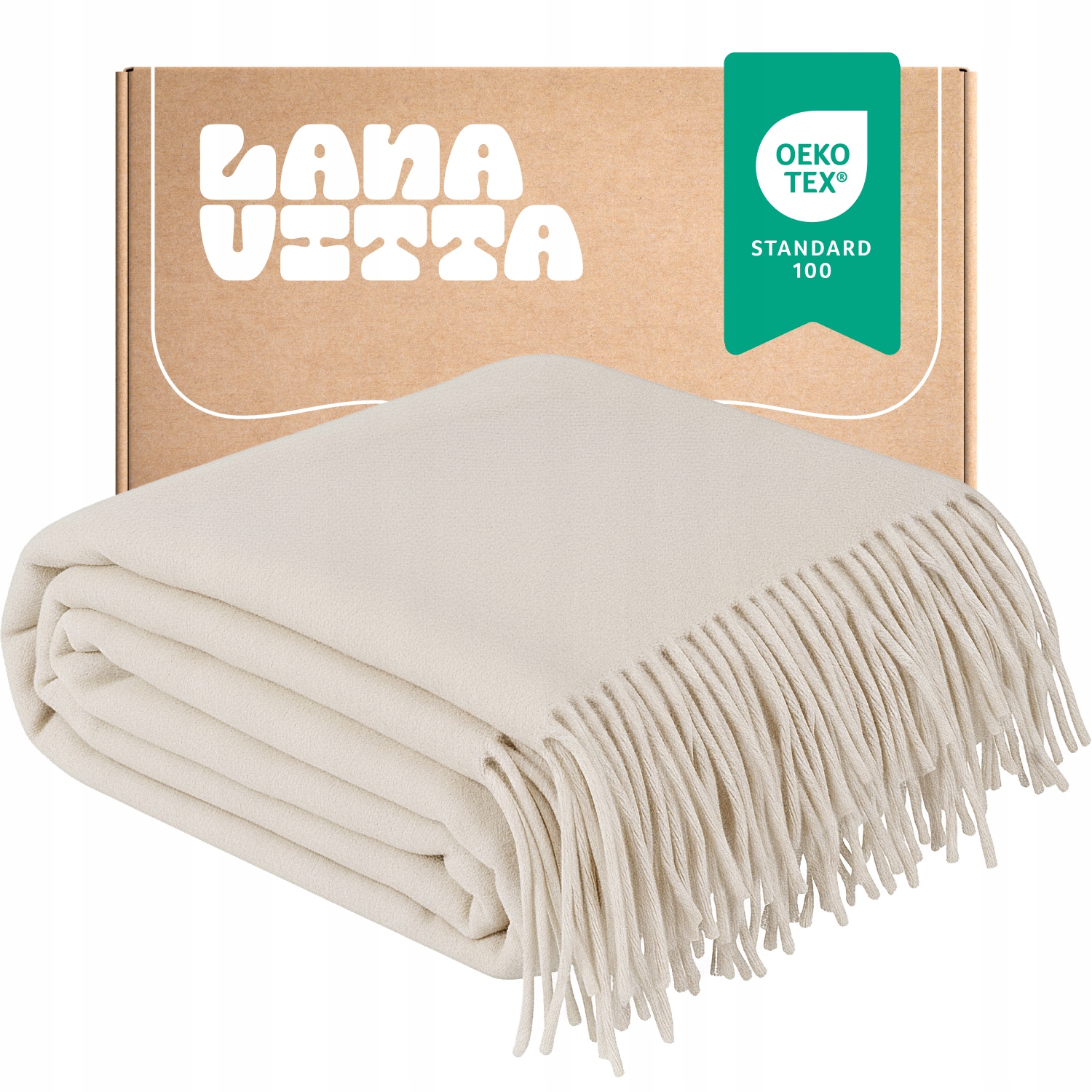 Vlněná deka "Leon" teplá, 100% Australská vlna, pléd bílý 140x200 cm