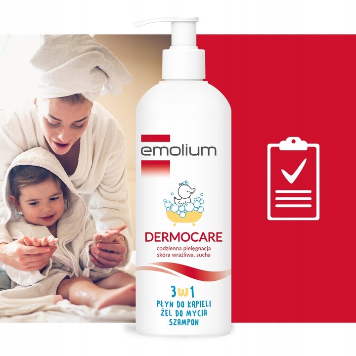 Emolium Dermocare 3w1 płyn do kąpieli, żel do mycia i szampon 400 ml Kod producenta 7078086