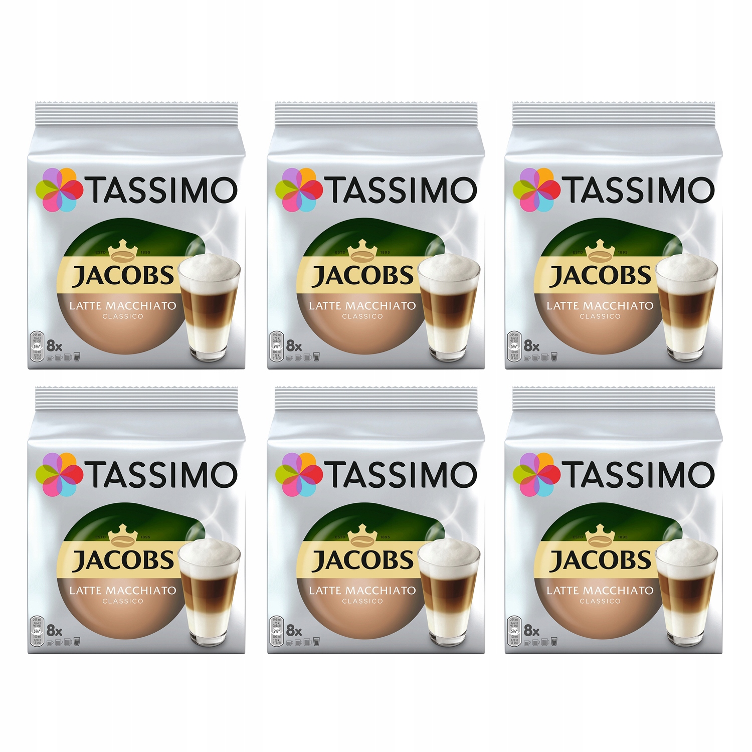Kapsułki do Tassimo Jacobs Latte Macchiato Classico 6x 8 szt, 5+1 Gratis!
