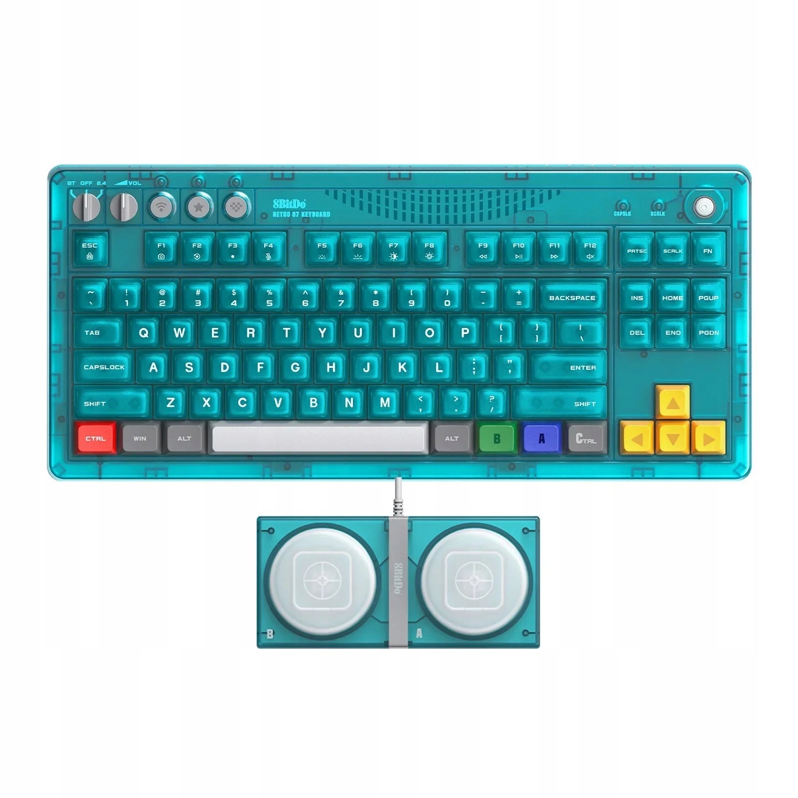 Bezdrátová mechanická klávesnice 8BitDo Retro 87 Clear Blue