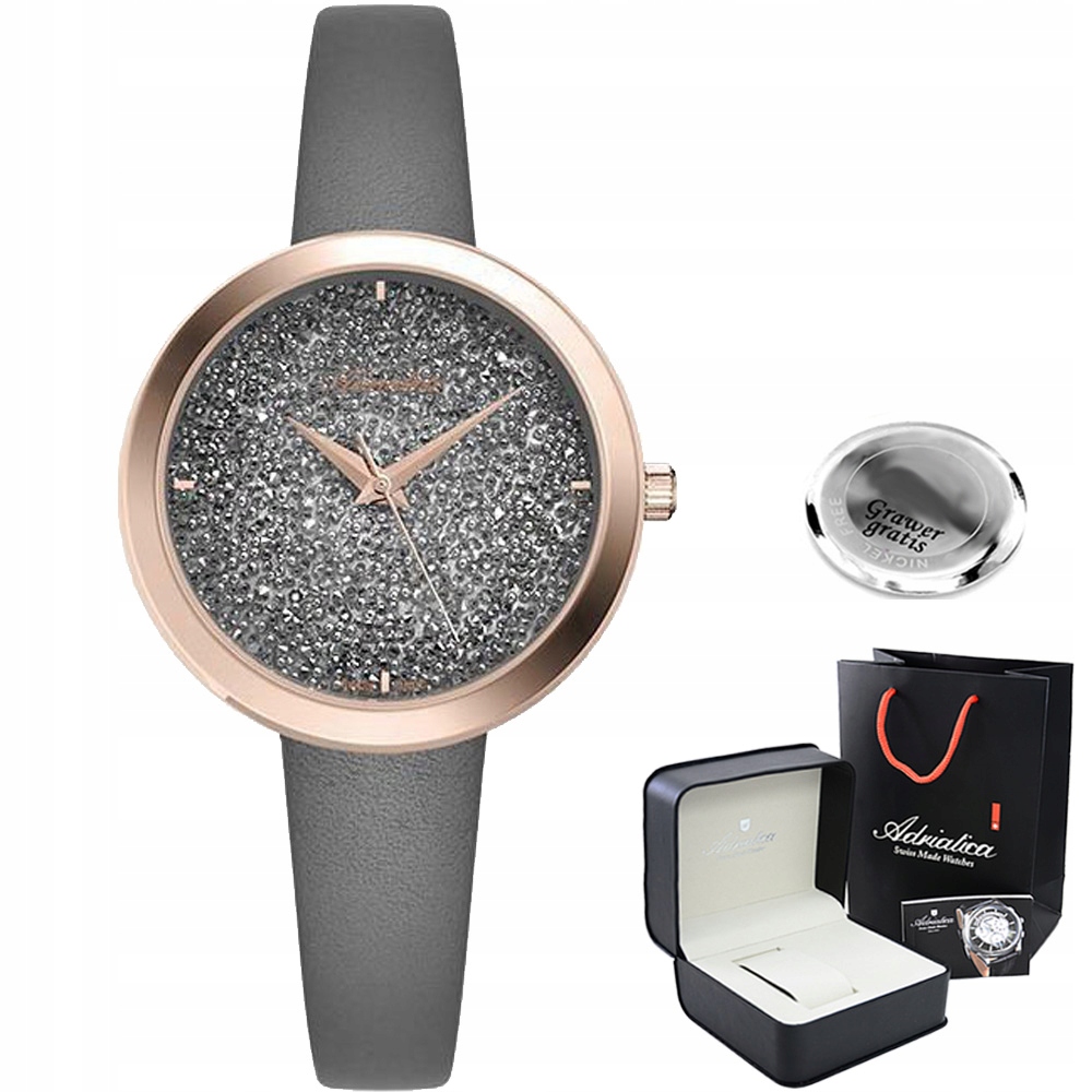 Dámské hodinky Adriatica Gloria s efektním ciferníkem – kožený řemínek Gravírování