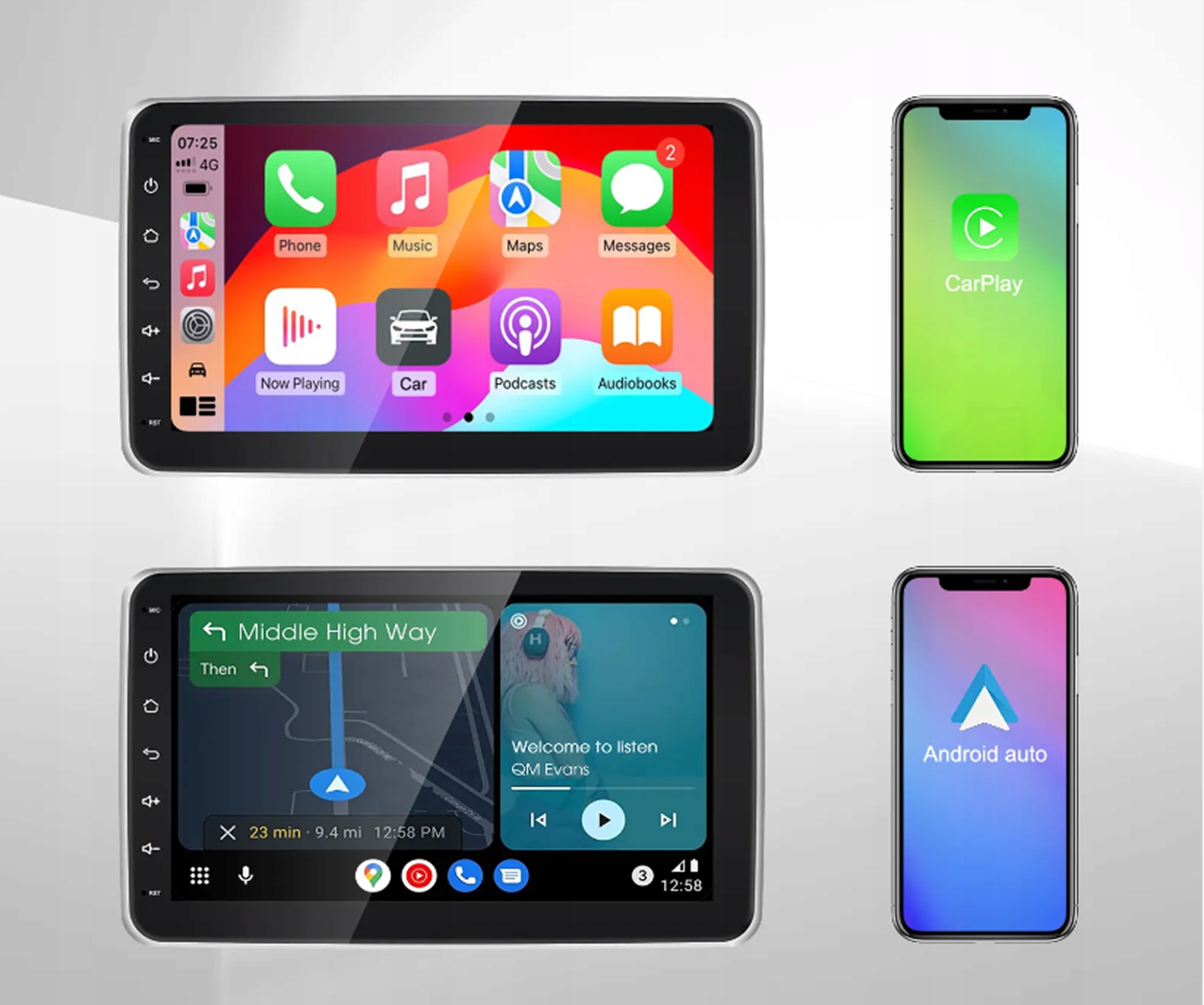 Radio Samochodowe 1DIN 9'' 2/32GB AndroidAutoCarPlay RDS BT USB WiFi OBRÓT Stan opakowania oryginalne