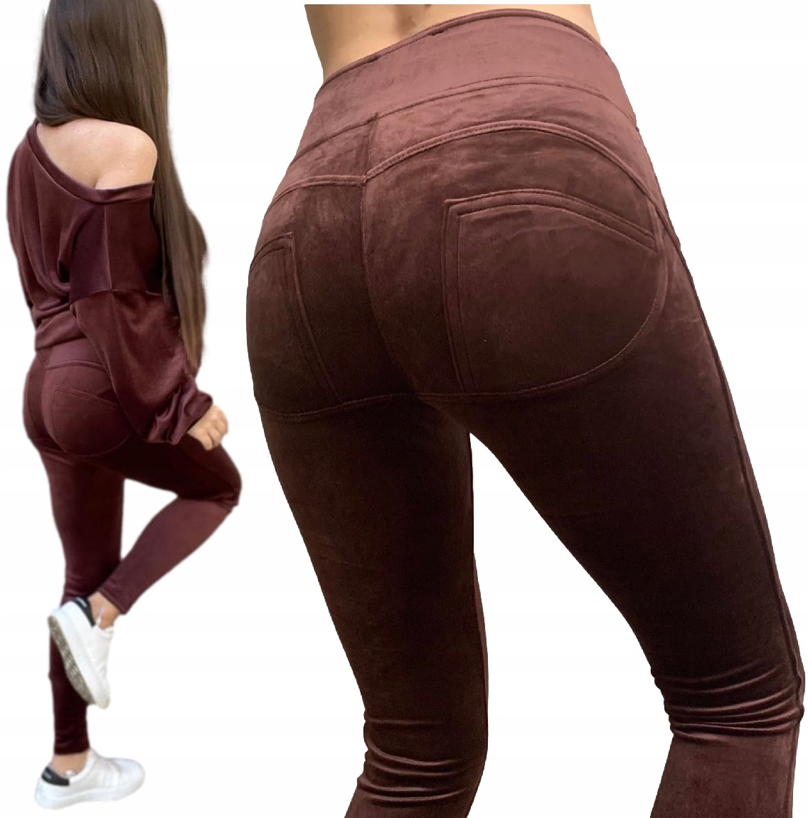 

Legginsy welurowe wysoki stan Wyszczuplające