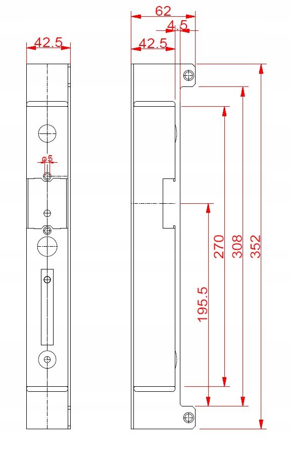 KASETA DO ELEKTROZACZEPU OBUDOWA PUSZKA OCYNKOWANA DO FURTKI BRAMKI DŁUGA Szerokość (cm) Inna szerokość