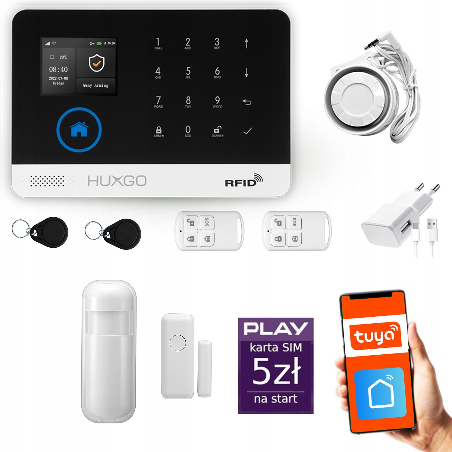 Bezdrôtový alarm Gsm WiFi, Sms, Tuya, alarmová sada Huxgo HXA003