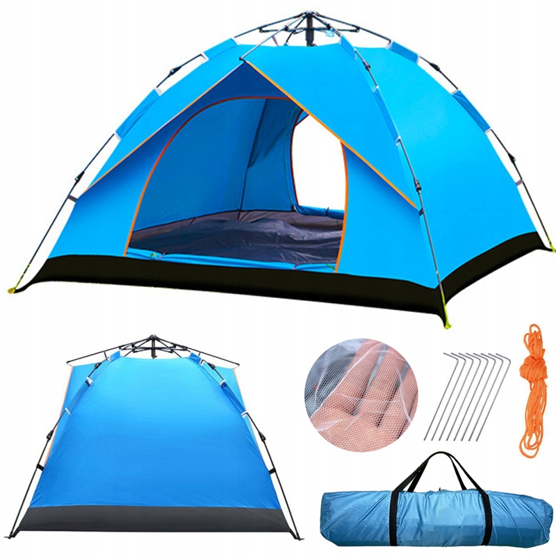 Namiot Turystyczny 4 Osobowy Kempingowy Samorozkładający 200x200x130CM Duży