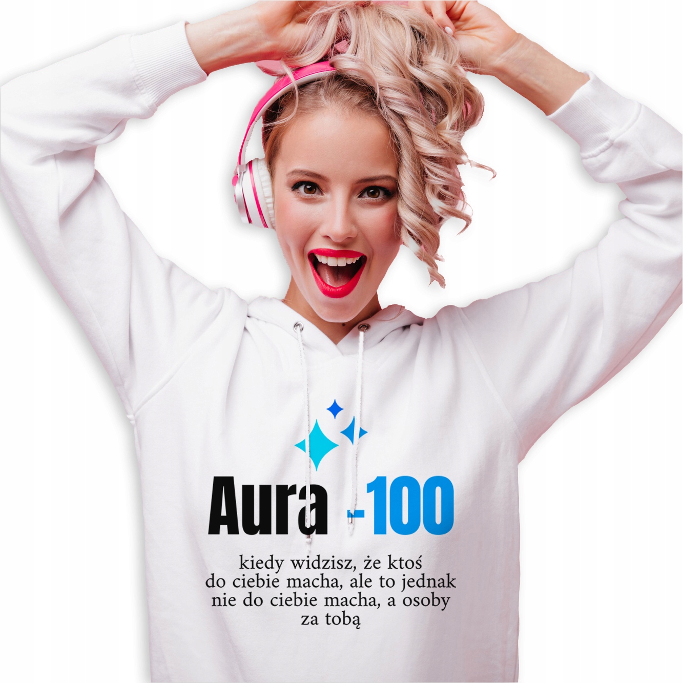 Mikina Bílá S Kapucí Veselý Dárek Narozeniny Aura 101 Velikost M