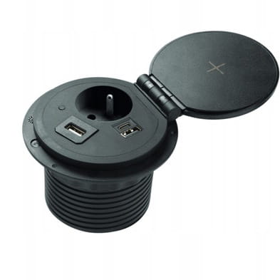 Zásuvka Na Desku Gtv Charger Plus Indukce French Usb A+c Hdmi RJ45 Černá